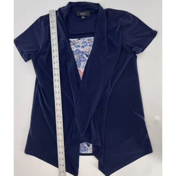 NAIF Woman's One Piece Short Sleeve Liquid Knit Floral Blouse Size Small Career - Picture 8 of 9